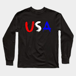 USA-Brushstroke Long Sleeve T-Shirt